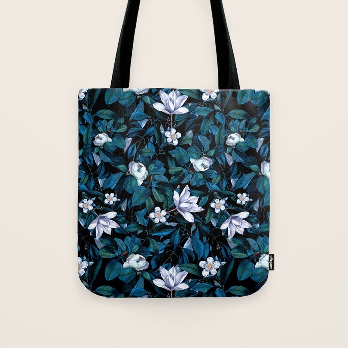 Moon Night Flowers Tote Bag Gallery Image 1