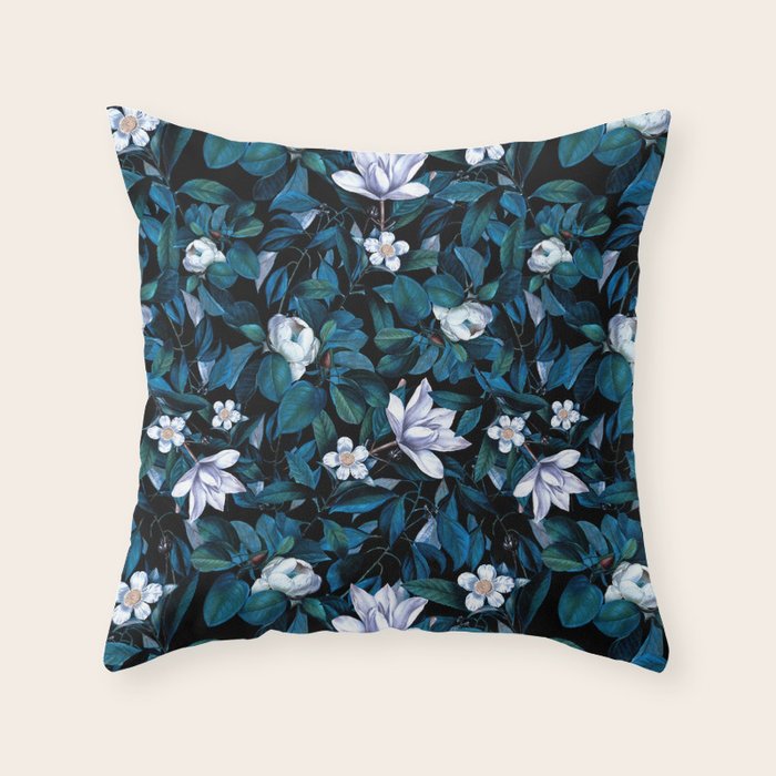 Moon Night Flowers Throw Pillow Gallery Image 6