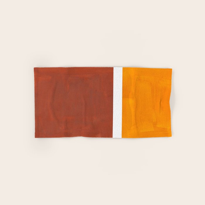 Burnt Sienna Yellow Ochre Rothko Minimalist Mid Century Abstract Color Field Squares Bath Towel Gallery Image 1
