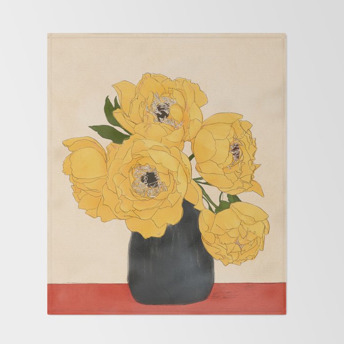 Bouquet Gift Yellow Throw Blanket Gallery Image 2