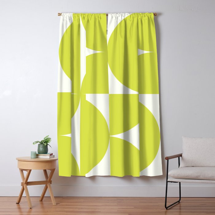 Bauhaus Mid Century Modern Geometric III Lime Green Window Curtain Gallery Image 5