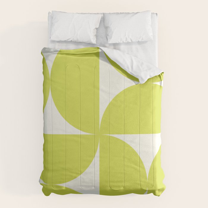 Bauhaus Mid Century Modern Geometric III Lime Green Comforter Gallery Image 6