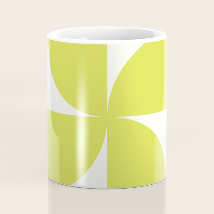 Bauhaus Mid Century Modern Geometric III Lime Green Coffee Mug Gallery Image 4