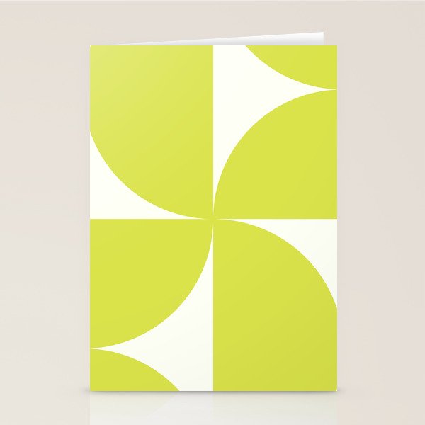 Bauhaus Mid Century Modern Geometric III Lime Green Stationery Card Gallery Image 2