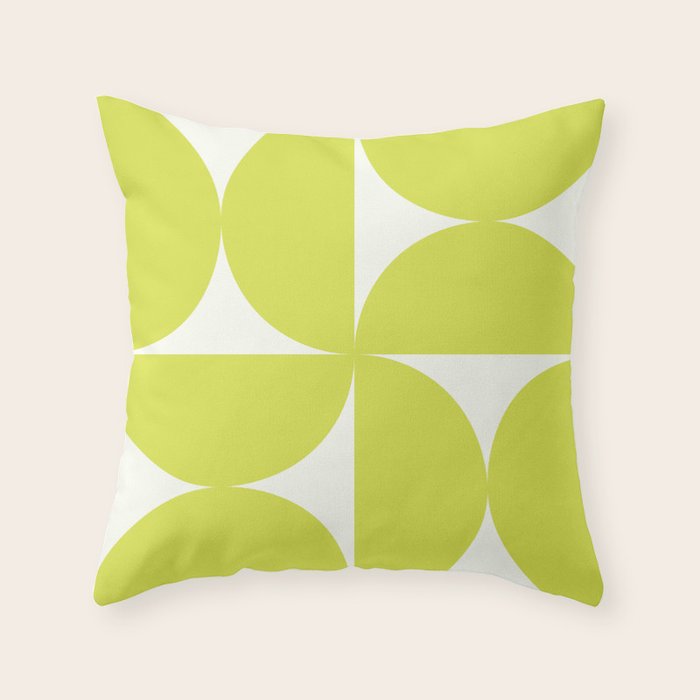 Bauhaus Mid Century Modern Geometric III Lime Green Throw Pillow Gallery Image 6