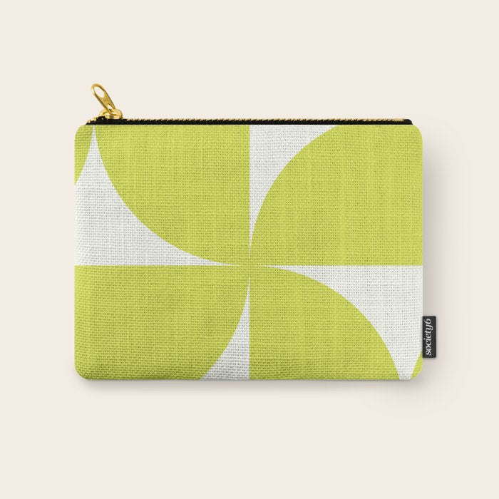 Bauhaus Mid Century Modern Geometric III Lime Green Carry All Pouch Gallery Image 1