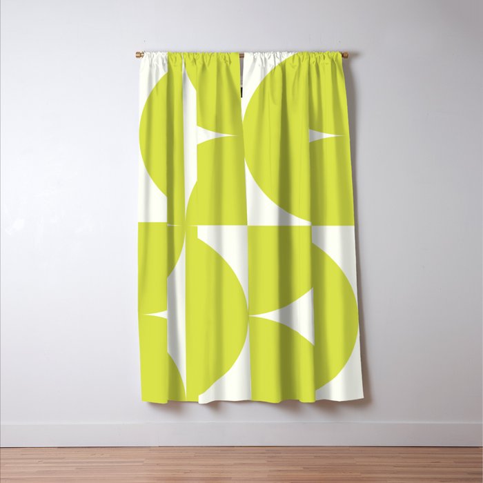 Bauhaus Mid Century Modern Geometric III Lime Green Window Curtain Gallery Image 3