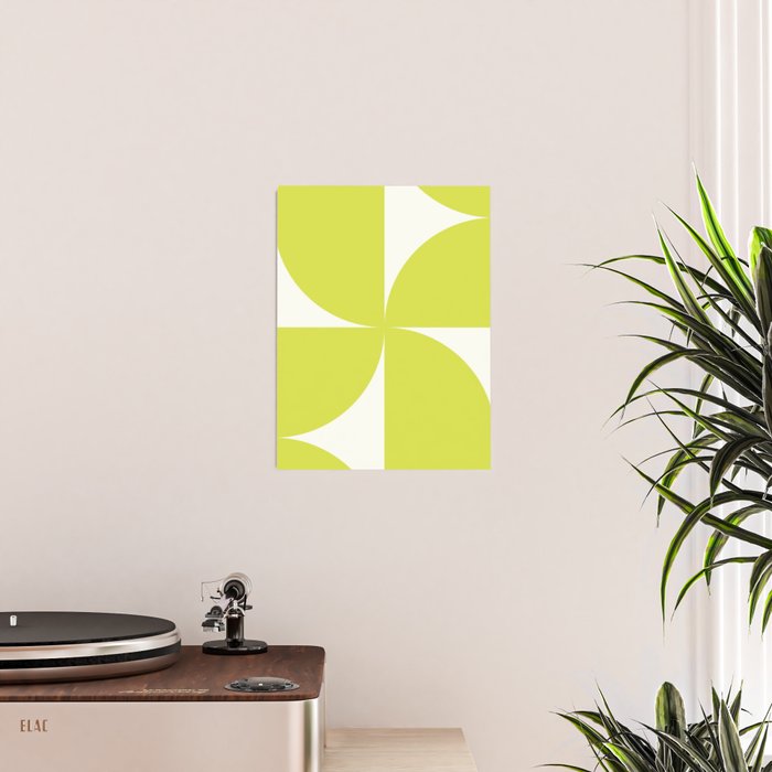 Bauhaus Mid Century Modern Geometric III Lime Green Poster Gallery Image 2