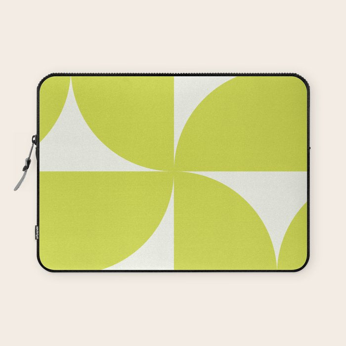 Bauhaus Mid Century Modern Geometric III Lime Green Laptop Sleeve Gallery Image 1