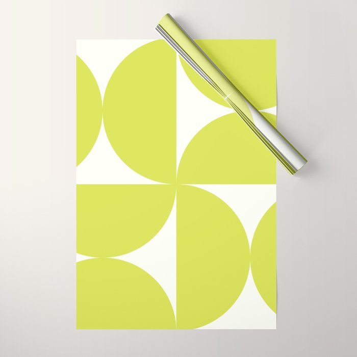 Bauhaus Mid Century Modern Geometric III Lime Green Wrapping Paper Gallery Image 1