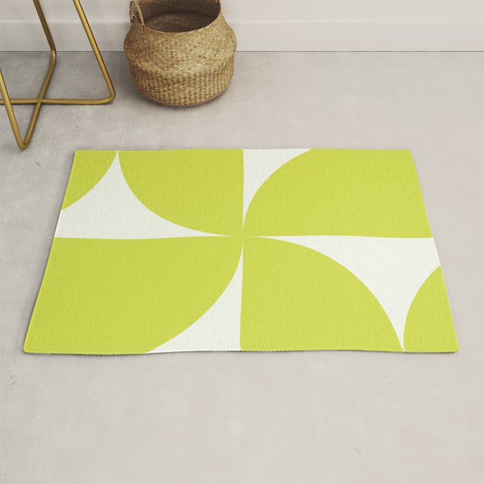 Bauhaus Mid Century Modern Geometric III Lime Green Rug Gallery Image 1