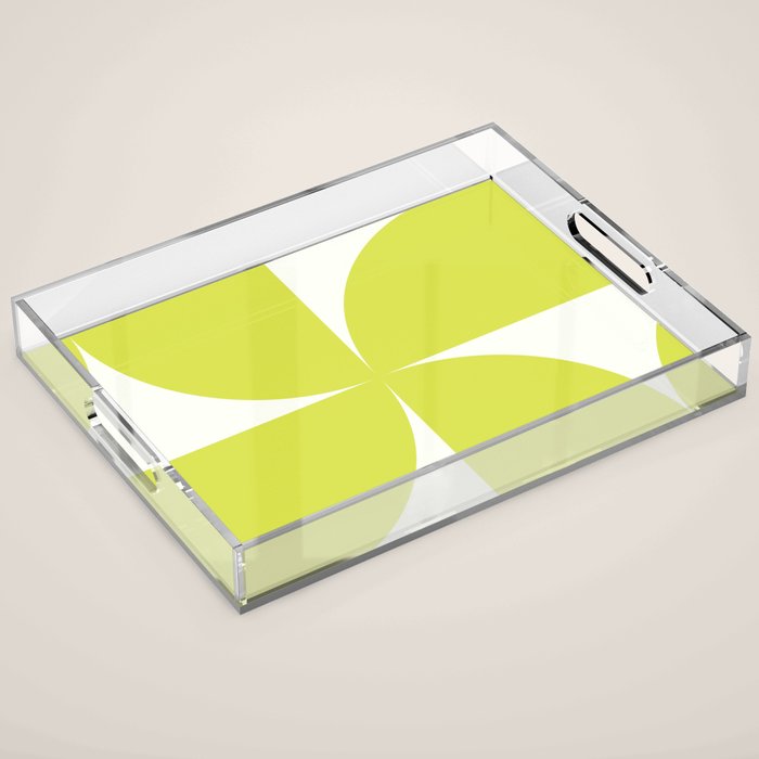 Bauhaus Mid Century Modern Geometric III Lime Green Acrylic Tray Gallery Image 1