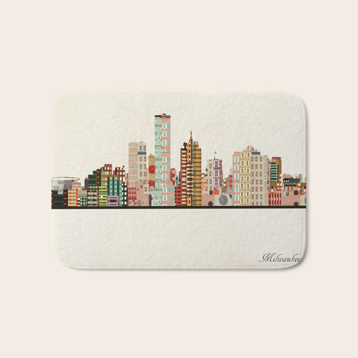 milwaukee wisconsin skyline Bath Mat Gallery Image 1