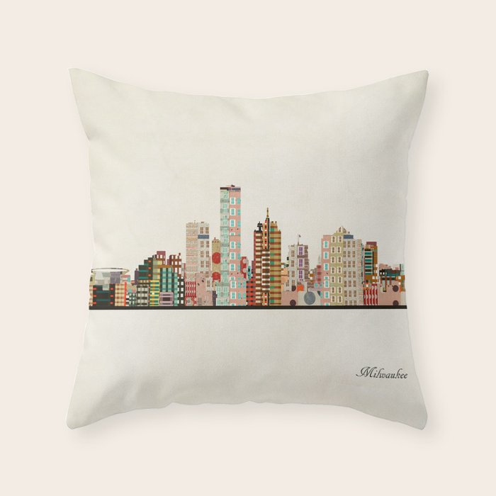 milwaukee wisconsin skyline Throw Pillow Gallery Image 6