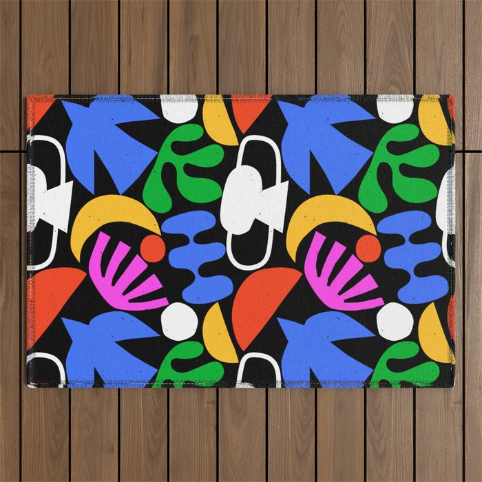 Colorful abstract organic shape art pattern  Outdoor Rug Gallery Image 1