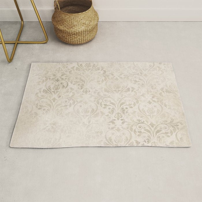 Elegant Ivory Damask 2 Rug Gallery Image 1