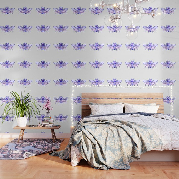 Death's Head Hawkmoth - Indigo & Pink Palette Wallpaper Gallery Image 3