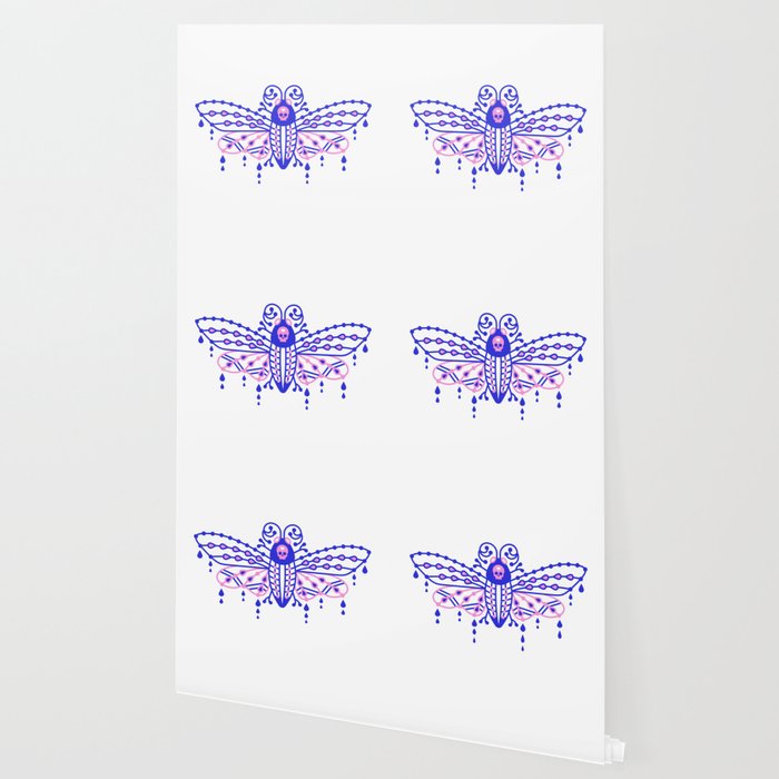 Death's Head Hawkmoth - Indigo & Pink Palette Wallpaper Gallery Image 2