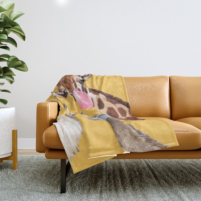 Bubble Gum Gang in Yellow Throw Blanket Gallery Image 1