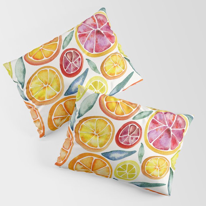 Sliced Citrus Watercolor Pillow Sham Gallery Image 3