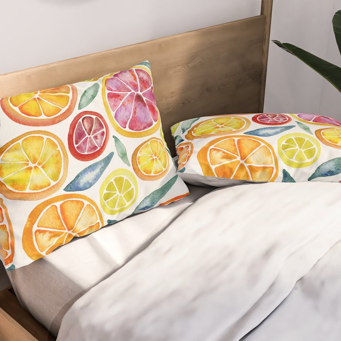 Sliced Citrus Watercolor Pillow Sham Gallery Image 2