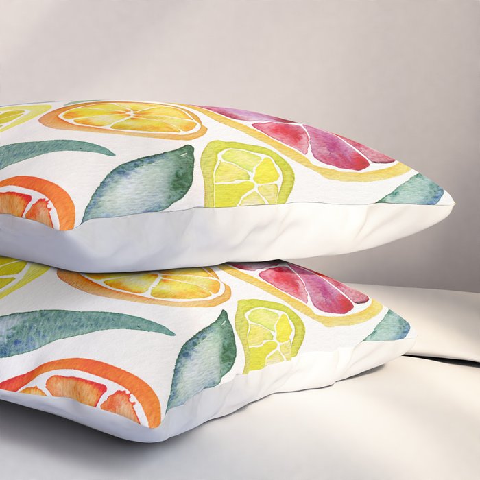 Sliced Citrus Watercolor Pillow Sham Gallery Image 3