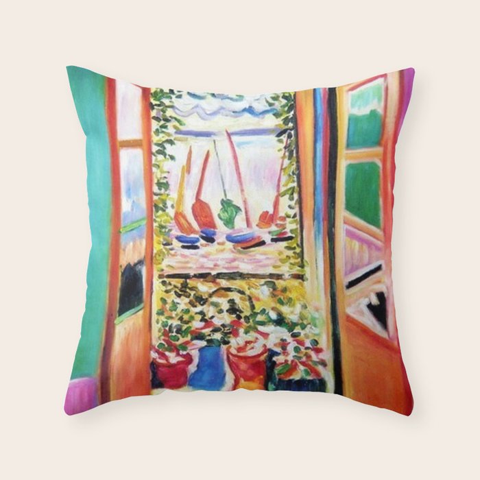 The Open Window Coastal - Floral and Maritime Collioure oil painting by Henri Matisse oil paint Throw Pillow Gallery Image 6
