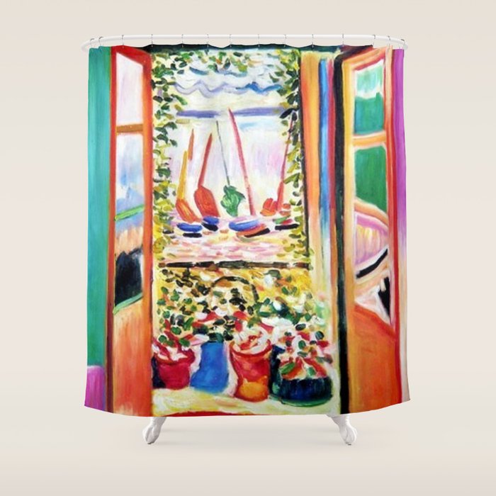 The Open Window Coastal - Floral and Maritime Collioure oil painting by Henri Matisse oil paint Shower Curtain Gallery Image 1