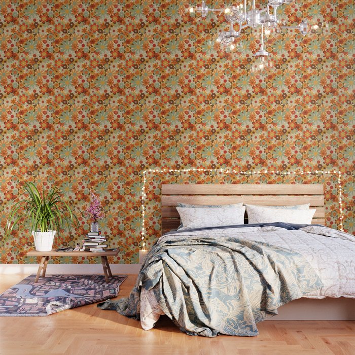 Patterned Retro 70's Floral Prints Wallpaper Gallery Image 3