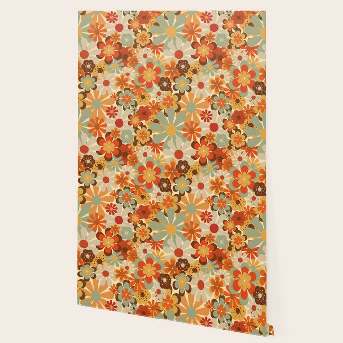 Patterned Retro 70's Floral Prints Wallpaper Gallery Image 2