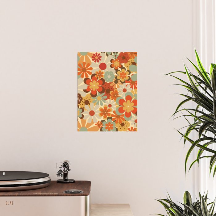 Patterned Retro 70's Floral Prints Poster Gallery Image 2