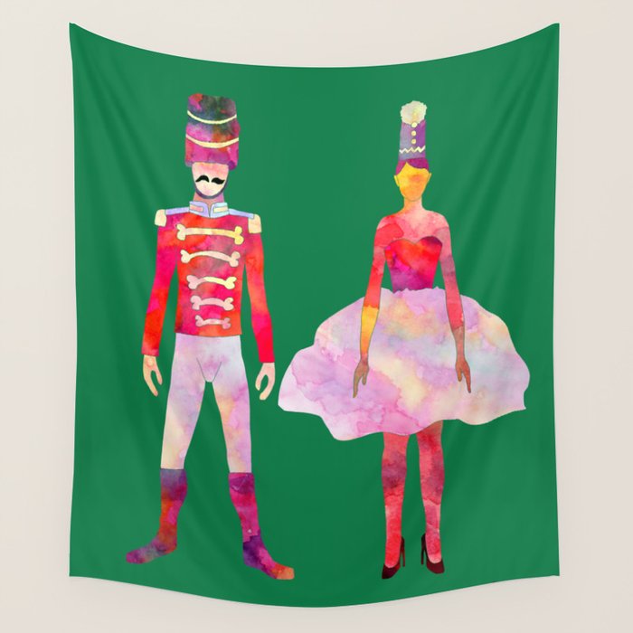 Nutcracker Ballet - Candy Cane Green Wall Tapestry Gallery Image 4
