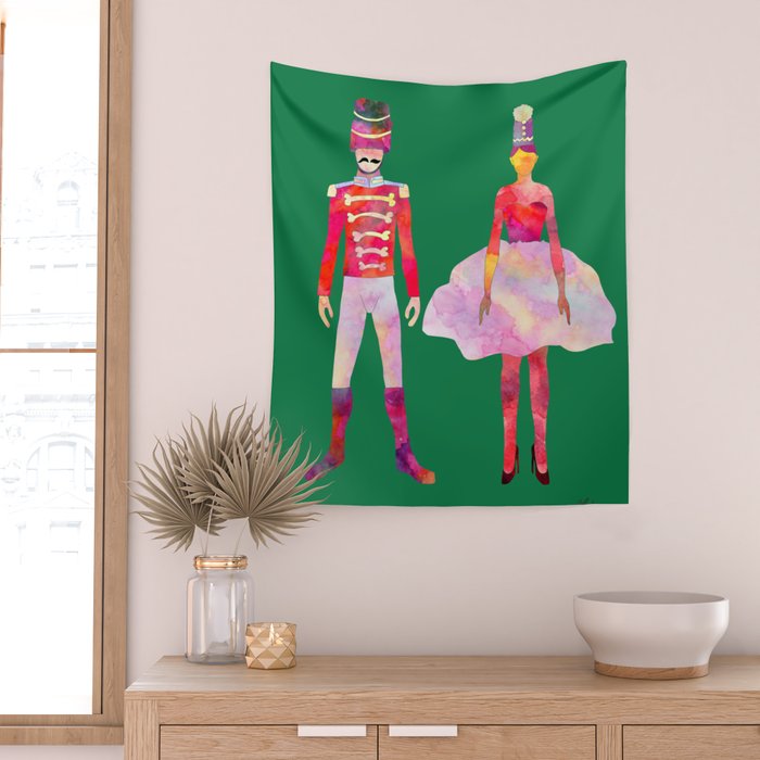 Nutcracker Ballet - Candy Cane Green Wall Tapestry Gallery Image 2