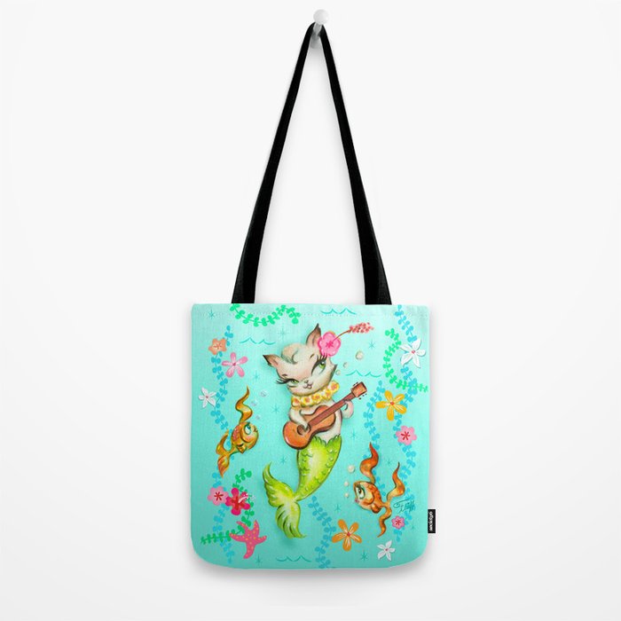 Mermaid Cat with Ukulele Tote Bag Gallery Image 2