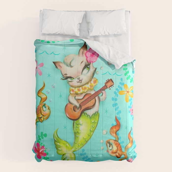 Mermaid Cat with Ukulele Comforter Gallery Image 1