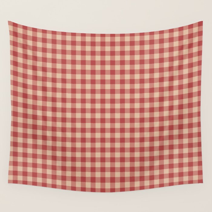 Amberlight Baked Apple Gingham - Cozy Heirloom Wall Tapestry Gallery Image 1