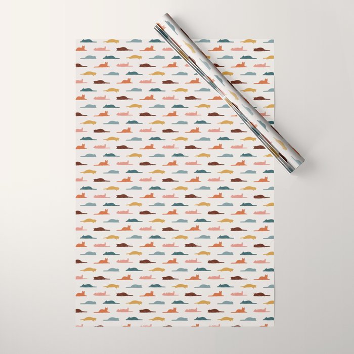 Lazy Cat Pattern Wrapping Paper Gallery Image 1
