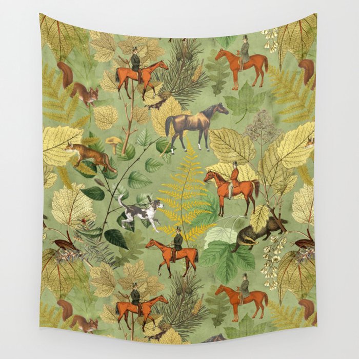 Horseback Riding In The Woods Wall Tapestry Gallery Image 1