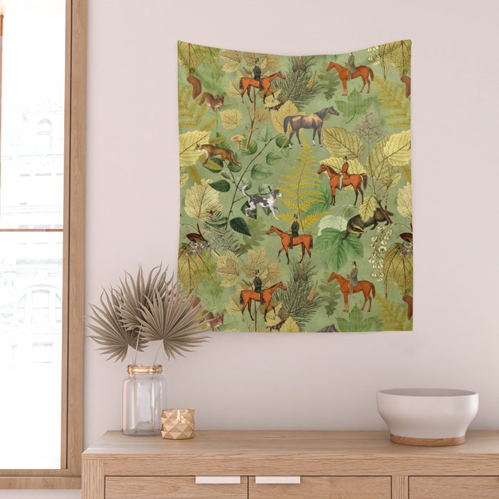 Horseback Riding In The Woods Wall Tapestry Gallery Image 2