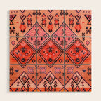 Bohemian Berber Orange Handmade Moroccan Fabric Texture Wood Wall Art Gallery Image 1