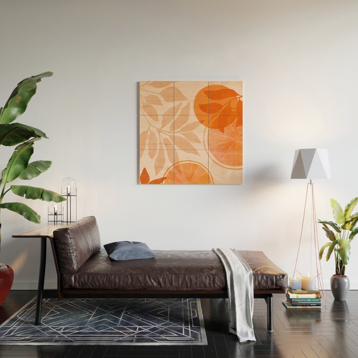Sweet Orange Citrus Collage Wood Wall Art Gallery Image 2