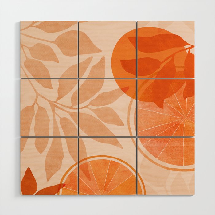 Sweet Orange Citrus Collage Wood Wall Art Gallery Image 1
