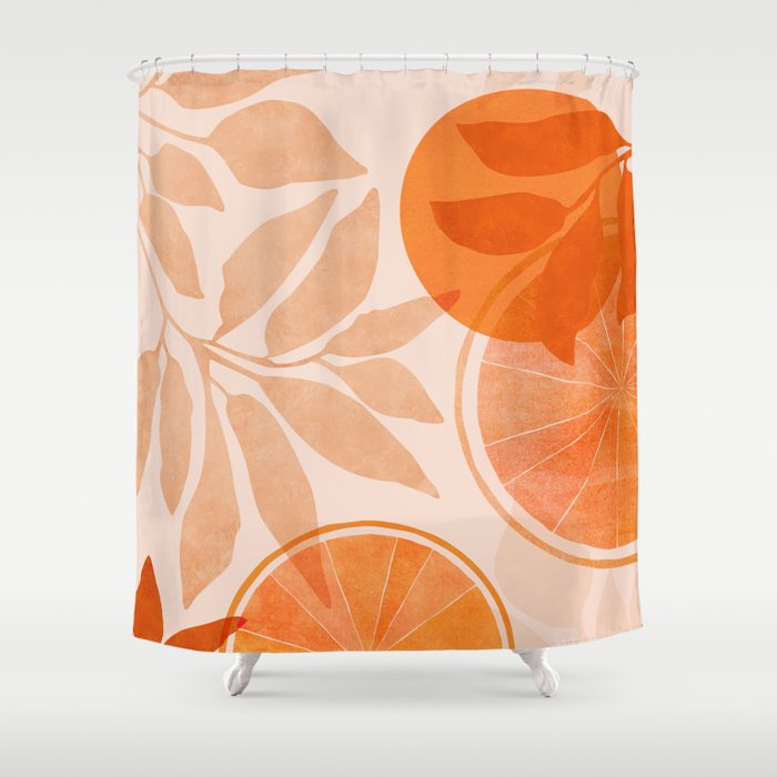 Sweet Orange Citrus Collage Shower Curtain Gallery Image 1