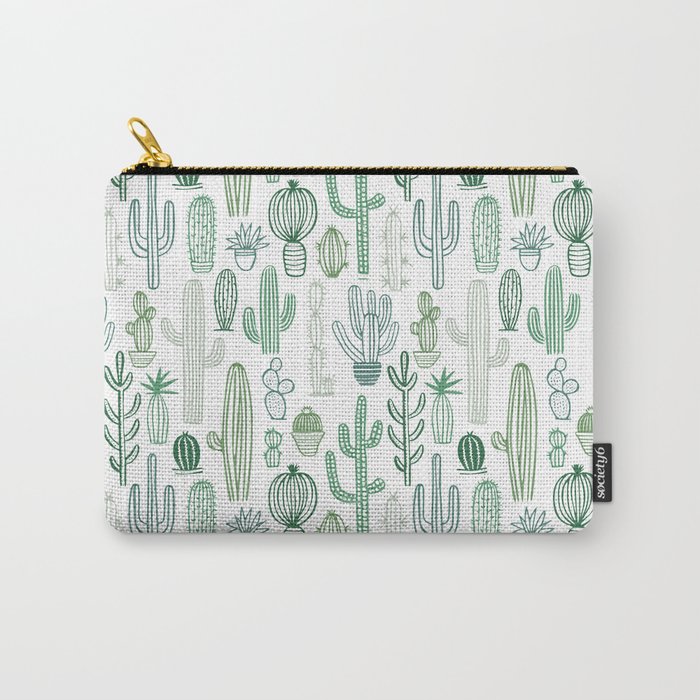 Cactus plant hand drawn doodle pattern Carry All Pouch Gallery Image 1