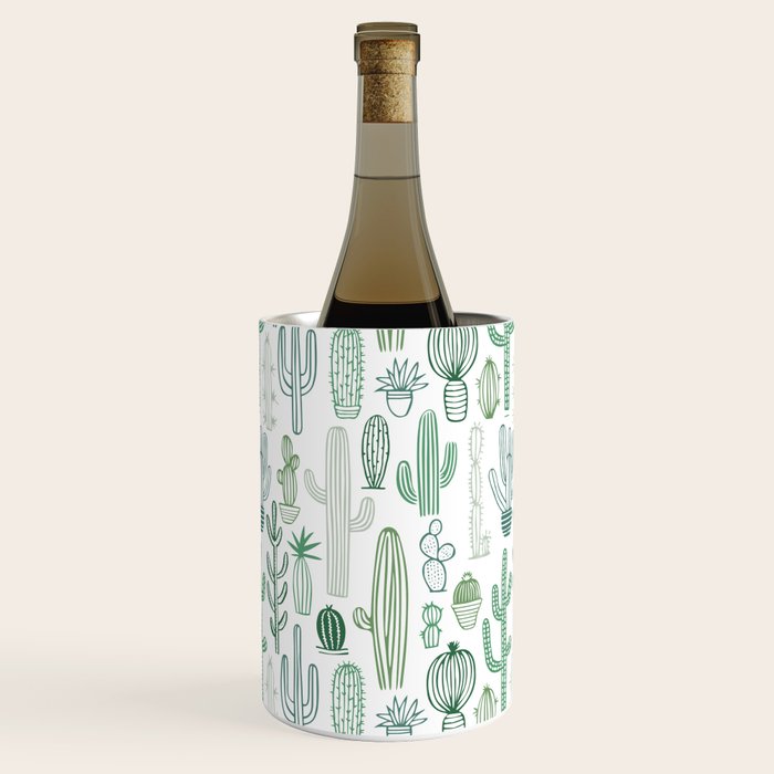 Cactus plant hand drawn doodle pattern Wine Chiller Gallery Image 3