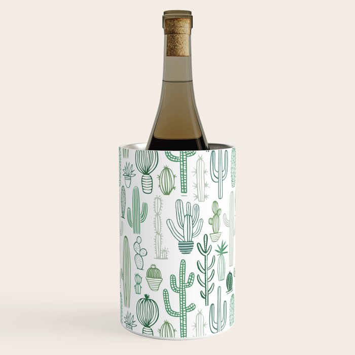 Cactus Plant Hand Drawn Doodle Pattern Wine Chiller