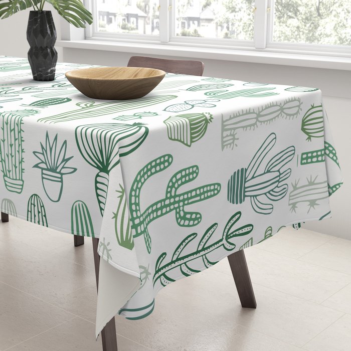 Cactus plant hand drawn doodle pattern Tablecloth Gallery Image 3