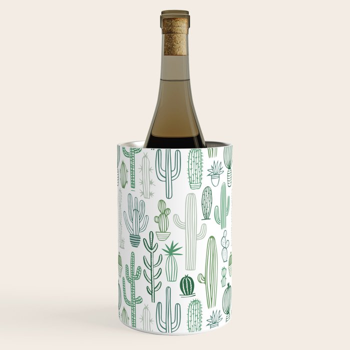 Cactus plant hand drawn doodle pattern Wine Chiller Gallery Image 2