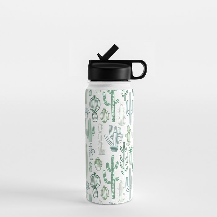 Cactus plant hand drawn doodle pattern Water Bottle Gallery Image 1