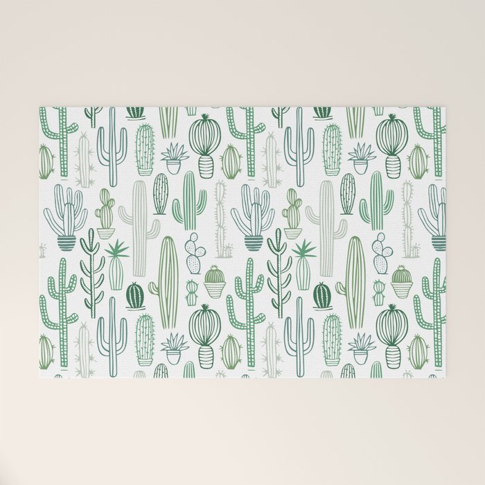 Cactus plant hand drawn doodle pattern Welcome Mat Gallery Image 1